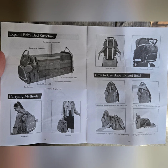 NWOT convertible diaper bag to bassinet - Picture 16 of 16